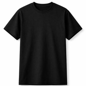 T-shirt en coton personnalisé, col rond, homme, noir, manches courtes, couleur unie, vêtement d'été - Product Image 1