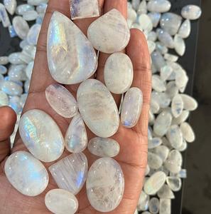 Piedra de luna arcoíris natural cabujón, piedra preciosa de luna con destellos, pulida, suelta, para fabricación de joyas, anillos, colgantes, venta al por mayor - Product Image 3