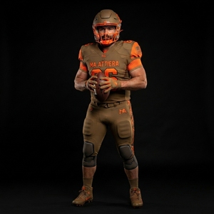Custom Brown Orange American Football Jersey <b>Padded</b> <b>Pants</b> Set Team Uniform Sportswear Wholesale Manufacturer Supplier Bulk - Product Image 1