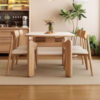 Ensemble de table à manger extensible moderne en bois massif avec mécanisme pliant, 6 chaises, démontable, emballage plat, salle à manger, hôtel, appartement