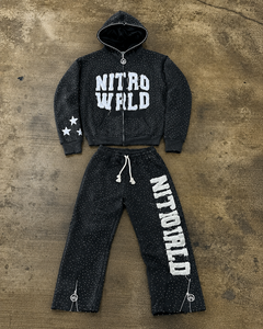 Ensemble de survêtements streetwear oversize blancs d'hiver avec appliqué graphique uni, doublure de capuche contrastante, coupe décontractée et ample pour homme, 100 % coton - Product Image 3