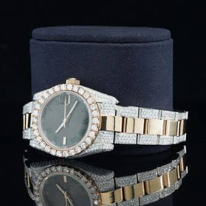 Reloj de Pulsera para Hombre de Diseño Premium, Último Modelo, Completamente Adornado con Diamantes Moissanite, Estilo Hip Hop, Esfera Verde, Números Romanos - Product Image 4