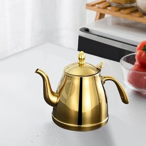 Bouilloire à café en acier inoxydable à bec col de cygne, plaquée or, pour infusion de précision, théière pour préparer le café et le thé - Product Image 1