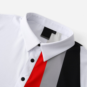 Men's Short Sleeve Color Blocked Breathable for <b>Shirt</b> Knitted <b>White</b> Red Gray <b>Black</b> <b>Striped</b> Casual Regular Fit - Product Image 4