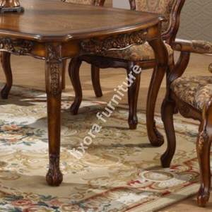 Luxury Handcrafted Victorian Style 6 Seater Dining <b>Table</b> Set Ornate Carving Premium <b>Walnut</b> Finish - Product Image 4