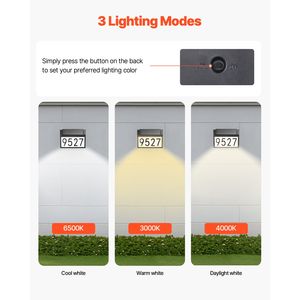 Targa LED Solare Illuminata a 3 Colori per Numeri Civici, Impermeabile, per Esterni, con Opzione di Montaggio a Palo o a Parete - Product Image 2