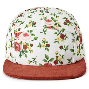Casquettes à 5 panneaux à sangle arrière, imprimé floral, entièrement personnalisables, service OEM ODM, pour hommes et femmes, idéales pour l'été – Nouveauté très demandée - Product Image 1
