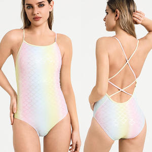 Women One Piece Swimsuit Leopard Print Halter Neck High Waist Back Crisscross Hollow Out Swimwear Stretch Fabric - Product Image 5