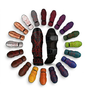 Nouvelles protections tibiales Muay Thai 2026 pour hommes et enfants, en cuir PU, pour entraînement de kickboxing et MMA, protection des pieds, toutes saisons - Product Image 1