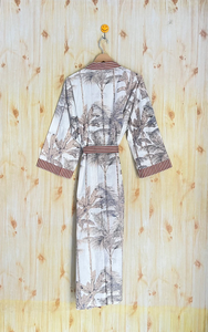Bata Kimono de Algodón 100% Tejido con Estampado de Dibujos Animados para Mujer, Camisón de Verano Hecho a Mano ODM con Cuello en V, Cintura Elástica y Largo hasta la Rodilla - Product Image 3
