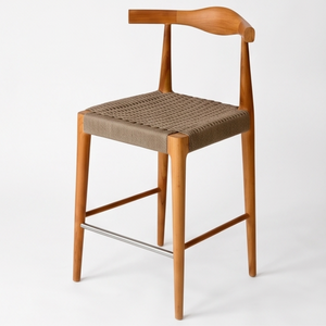 Chaise de bar en bois scandinave avec dossier tissé pour la maison, le bar, la villa, l'hôtel - Product Image 3