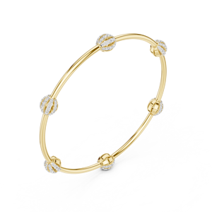 Round Brilliant Cut Lab Grown Diamond Multi Station <b>Bangle</b> DEF VVS 10K 14K <b>Solid</b> <b>Gold</b> Bridal Wedding Fine Jewelry For Womens - Product Image 3