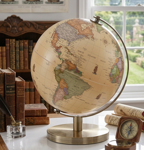 IMPERIAL BRASS STORE Globe de bureau moderne vintage écologique durable à thème nautique avec support métallique et base en marbre, décoration éducative - Product Image 3