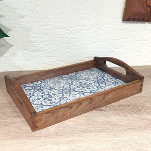 Bandeja Redonda Decorativa de Madera de Acacia Ecológica con Revestimiento Esmaltado para Servir Café, Té, Frutas, Postres, de UO, en Oferta - Product Image 4