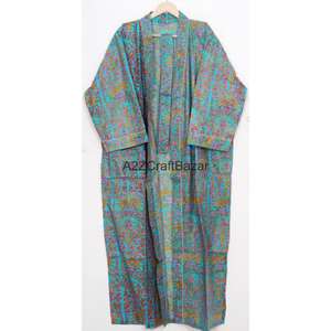 Kimono Hecho a Mano 100% Algodón con Estampado Floral, Ligero, para Verano, Spa, Baño, Estilo Casual, Largo hasta la Rodilla, para Dormir por la Noche o la Playa - Product Image 6