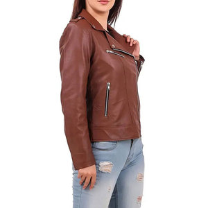 Fashion Leather <b>Jacket</b> for <b>Women</b> Premium Genuine Leather Outerwear <b>Lightweight</b> Comfortable Casual Daily Wear Modern Style - Product Image 2