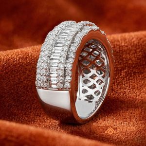 Moissanite <b>Ring</b> Baguette Cut Multi Row Band 925 Sterling <b>Silver</b> Statement <b>Ring</b> for Women Los Angeles Fashion Jewelry Modern <b>Ring</b> - Product Image 3