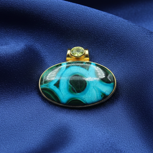 <b>Top</b> Quality Malachite Chrysocolla Peridot Gemstone Pendant 925 Sterling Silver <b>Rose</b> Gold Plated Handmade Jewelry Women Unisex - Product Image 5
