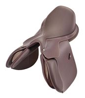 Selle de cheval en cuir rustique traditionnelle, parfaite pour la pratique du style western, l'utilisation à la ferme et l'exploration sur sentiers.