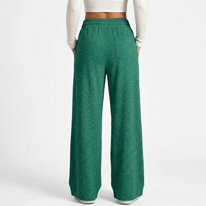 Pantalon évasé pour femme, toucher doux, taille élastique, cordon de serrage, jambe large, confortable, pantalon de détente, élégant, décontracté, à porter au quotidien - Product Image 2