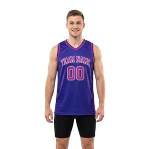 Ensemble de basket-ball classique pour homme, maillot sans manches à col en V et short ajusté uni avec bordure contrastée, nom et numéros du joueur - Product Image 1