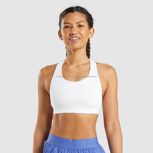 Solid Color Support Women's Adult Size Breathable Sports <b>Bra</b> with <b>Removable</b> <b>Pads</b> Front Logo for Gym Fitness Training - Product Image 2