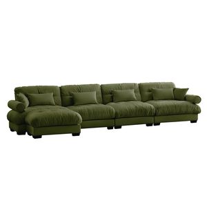 Divano Angolare Moderno in Velluto a Forma di L, Convertibile, Profondo, 4 Posti, Modulare, Comodo, Imbottito per Soggiorno - Product Image 4