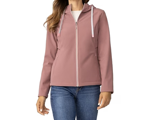 Women's Pink <b>Hooded</b> <b>Soft</b> <b>Shell</b> <b>Jacket</b> Zipper Closure Water Resistant Outdoor Wear Regular Fit All Seasons Wholesale - Product Image 1