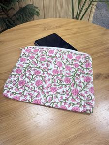 Funda acolchada de lujo para portátil, de algodón, con estampado floral, hecha a mano, con cremallera, protectora, para oficina, viajes, de tela. - Product Image 6