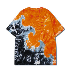 Camiseta de manga corta con efecto tie-dye para hombre, cuello redondo, estilo casual, tejido de punto, corte regular. - Product Image 1