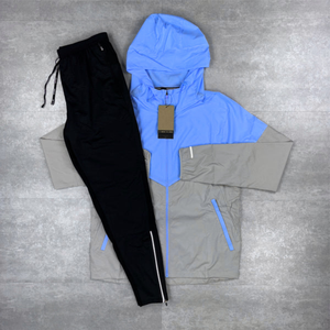 Custom <b>Mesh</b> Lining Zip-Up Streetwear Hoodie and Short Sportswear 2-<b>Piece</b> Windbreaker Shorts and Jacket Tracksuit for Men - Product Image 3