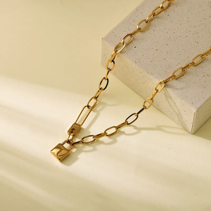 สร้อยคอทรงเรขาคณิตสำหรับผู้หญิง ทำจากสแตนเลส 304 พร้อมสายเคเบิลชุบทองคำแท้ 18K - Product Image 4