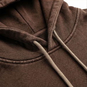 Men's Brown Hooded <b>Tracksuit</b> Full Sleeve Solid Color Casual Wear With Drawstring Closure And Side Pockets - Product Image 4