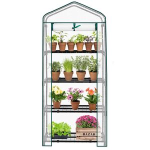 Mini Serra Portatile a 4 Livelli 69x48x15 cm in Polietilene con Copertura in PE e Porta con Cerniera a Rullo Impermeabile per Giardino e Cortile - Product Image 5