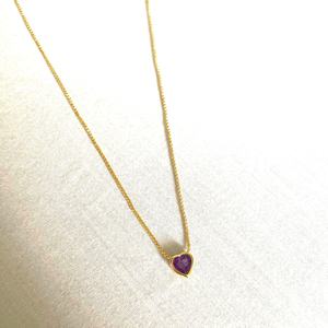 Collar de Plata de Ley con Colgante de Corazón de Amatista, Chapado en Oro, Joyería de Piedra Púrpura, Hecho a Mano, Proveedor Mayorista, Regalo Romántico - Product Image 3