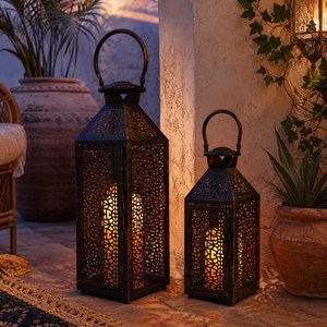 Portavelas de hierro forjado a mano con grabado cuadrado, diseño calado de 1 color, decoración para el hogar, uso en bodas, Navidad, Pascua, estilo Art Empire - Product Image 1