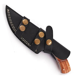 Cuchillo de Caza de Acero de Damasco Hecho a Mano con Mango de Madera Natural, Cuchillo Duradero para Exteriores, para Camping, Supervivencia y Caza - Product Image 3