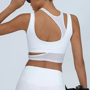 Women's High Support Lightweight Sports Bra Soft Padded Quick Dry Stretchy Mesh Insert Fitness Top Breathable Print Solid Front - Product Image 4