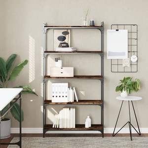 ตู้หนังสือไม้โอ๊ครมควันแบบปรับระดับได้ ขนาดใหญ่ ขาปรับระดับได้ - Product Image 1