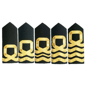 Épaulettes OEM en fil de métal rigide tressé à la française avec bandes dorées pour le personnel de pont de la Marine Commerciale - Product Image 1