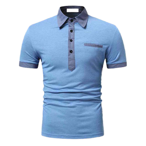 Men's Casual for Polo <b>Shirts</b> Custom Embroidered <b>Patchwork</b> Solid Color with Different Color Collar and Cuff ODM Supply Wholesale - Product Image 4