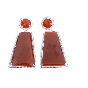 Designer Vintage Fashion Sterling <b>Silver</b> 925 Jewelry Natural Carnelian Stone Drop <b>Earrings</b> <b>for</b> <b>Women</b> Wedding Anniversary Gift - Product Image 1