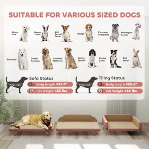 Divano Letto per Cani con Braccioli e Schienale Regolabili, Rosa, Taglia XL, Letto Sostenibile per Cani Piccoli, Medi e Grandi, Forma Quadrata - Product Image 4