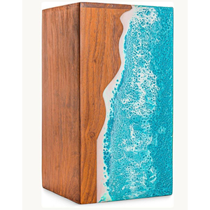 Handcrafted Memorial Wooden Urn with Brass Accent Elegant Wooden Funeral Urn for Family Memorials by AYAANS - Product Image 2