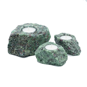 Support de bougie en pierre naturelle sculptée à la main en zoïsite rubis, pierre précieuse agate, pour la guérison, vente en gros - Product Image 2