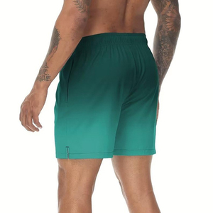 Short de bain dégradé bleu pour homme, séchage rapide, taille élastique, décontracté, en polyester tricoté, longueur courte - Product Image 2