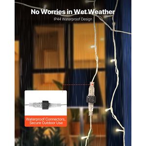 Catena di Luci Natalizie a 200 LED, 23 Metri, Collegabili, Luce Calda Sfarfallante per Esterni, 8 Modalità, Timer Automatico - Product Image 6
