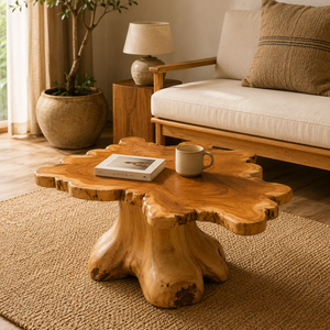 ARTERRA Premium Irregular Shape Teak <b>Root</b> <b>Coffee</b> <b>Table</b> Organic Salvaged Wood Stump Accent <b>Table</b> Resort Lobby - Product Image 4