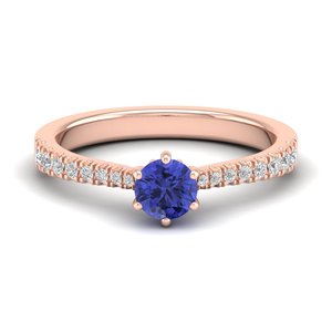 Anillos de Compromiso de Oro Rosa de 14K con Diamantes de Diseño Clásico REYES, Joyería Fina de Boda con Piedras Preciosas de Tanzanita de Alta Calidad - Product Image 1