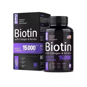 Fabricant OEM de capsules de biotine 10000mcg, complément pour cheveux, peau et ongles, formule personnalisée, gommes de beauté véganes en vrac - Product Image 1